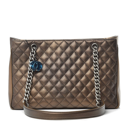 Chanel Metallic Grained Calfskin Quilted Shopping Tote Dark Gold 1 of 14