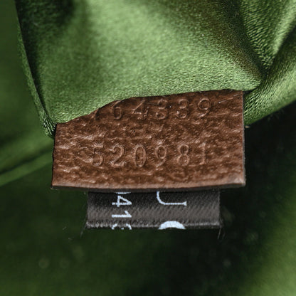 Gucci Monogram Textured Dollar Calfskin Heavy Grosgrain Web Small Maxi Horsebit Chain Shoulder Bag Beige Ebony New Acero 7 of 11
