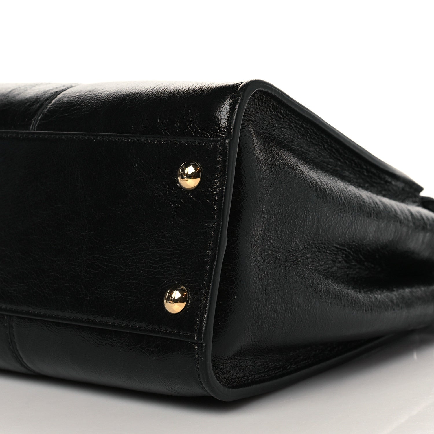 Fendi Agnello Old Shine Medium Peekaboo Iconic Satchel Black 10 of 10