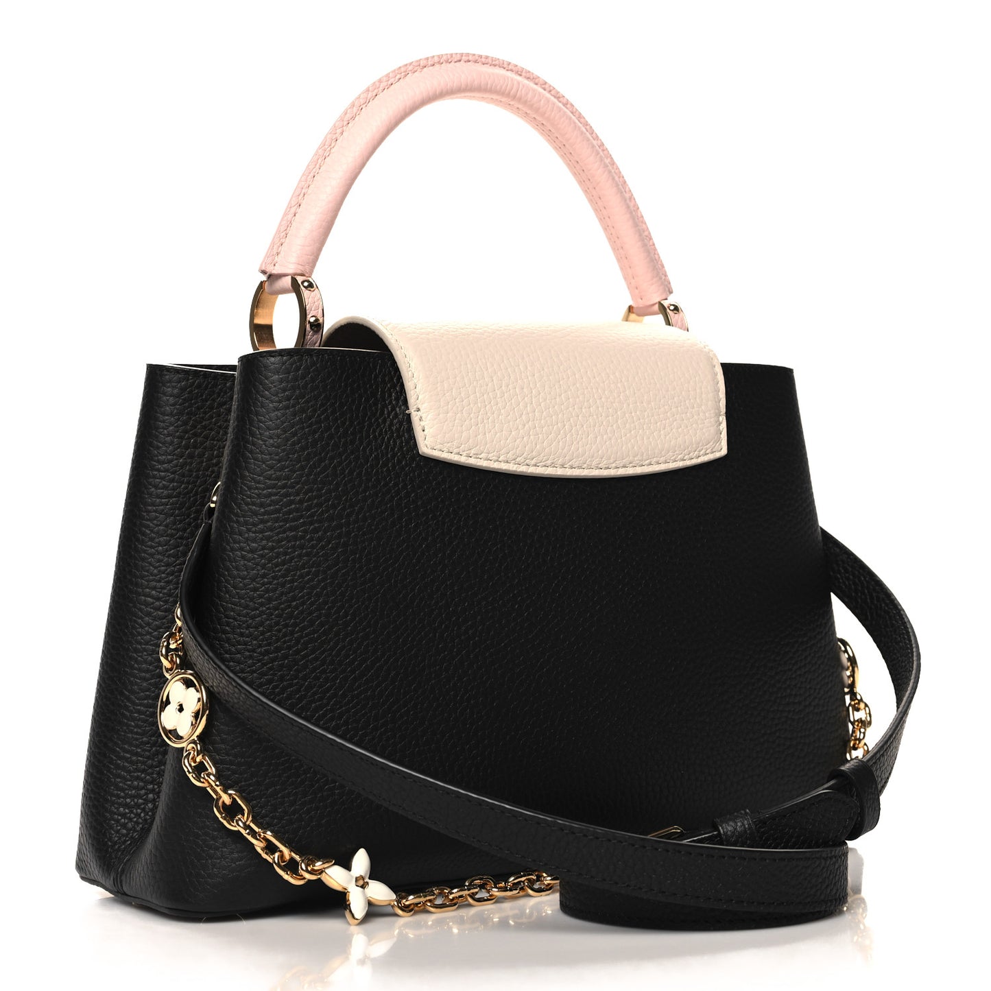 Taurillon Flower Chain Capucines MM  Black Cream Pink