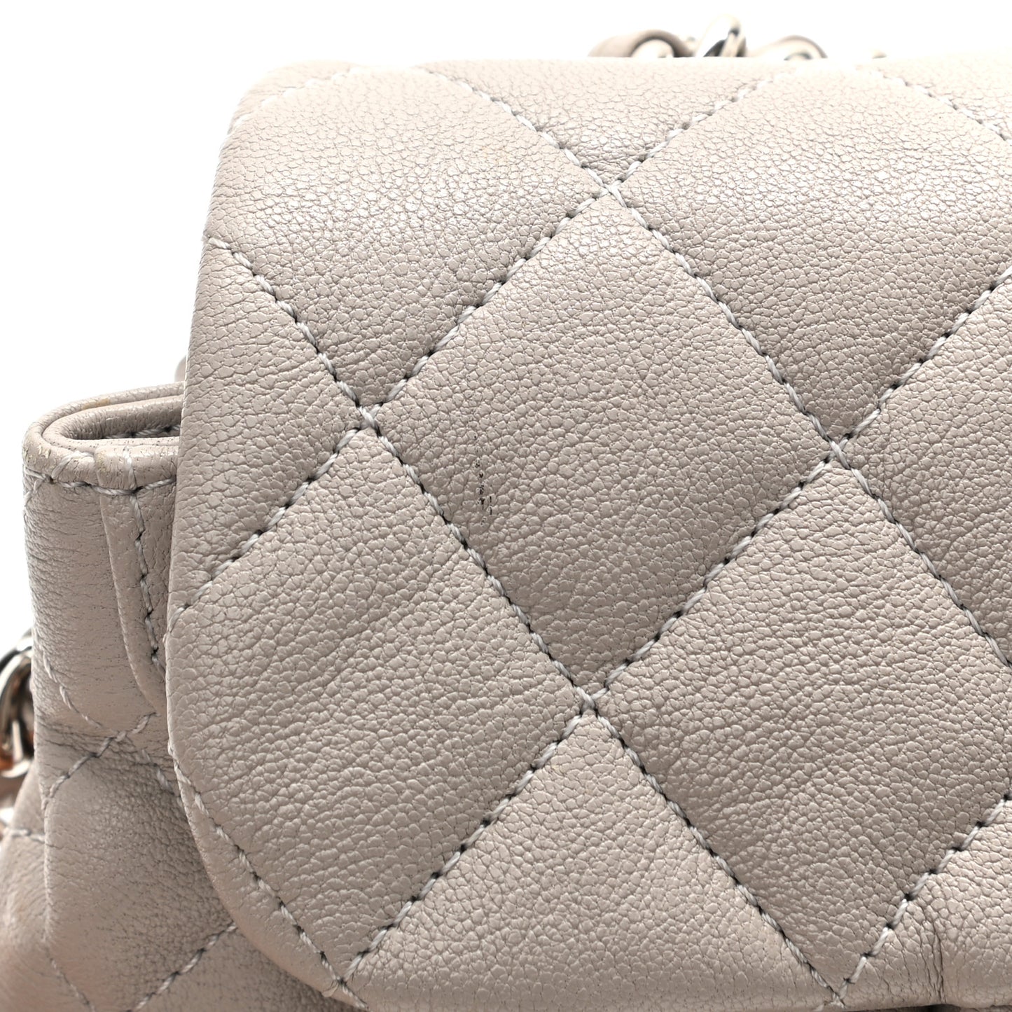 Washed Lambskin Quilted Mini Chain Around Flap Taupe