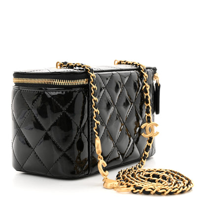 Chanel atent Enamel Quilted Small Coco Hearts Vanity Case With Chain Black 3 of 11