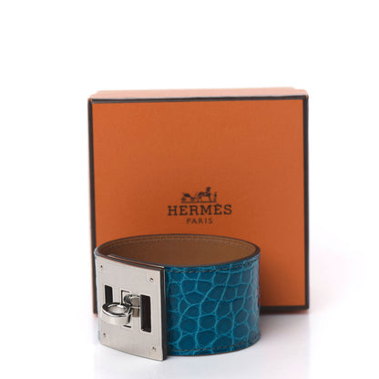 Hermes Shiny Alligator Kelly Dog Cuff Bleu Izmir 6 of 6