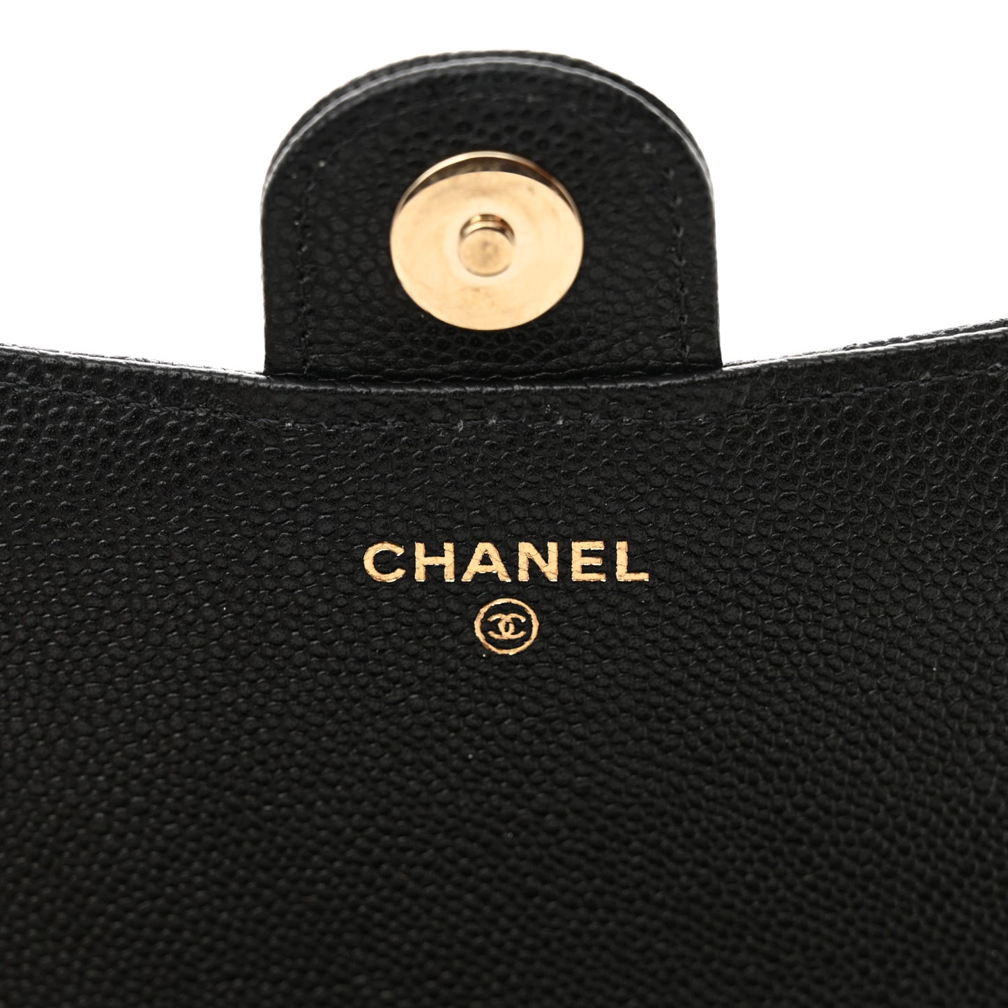 Caviar Quilted Compact Wallet On Chain WOC Black