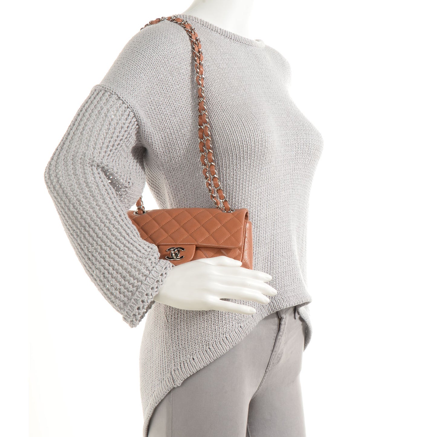 Caviar Quilted Mini Flap Dark Beige