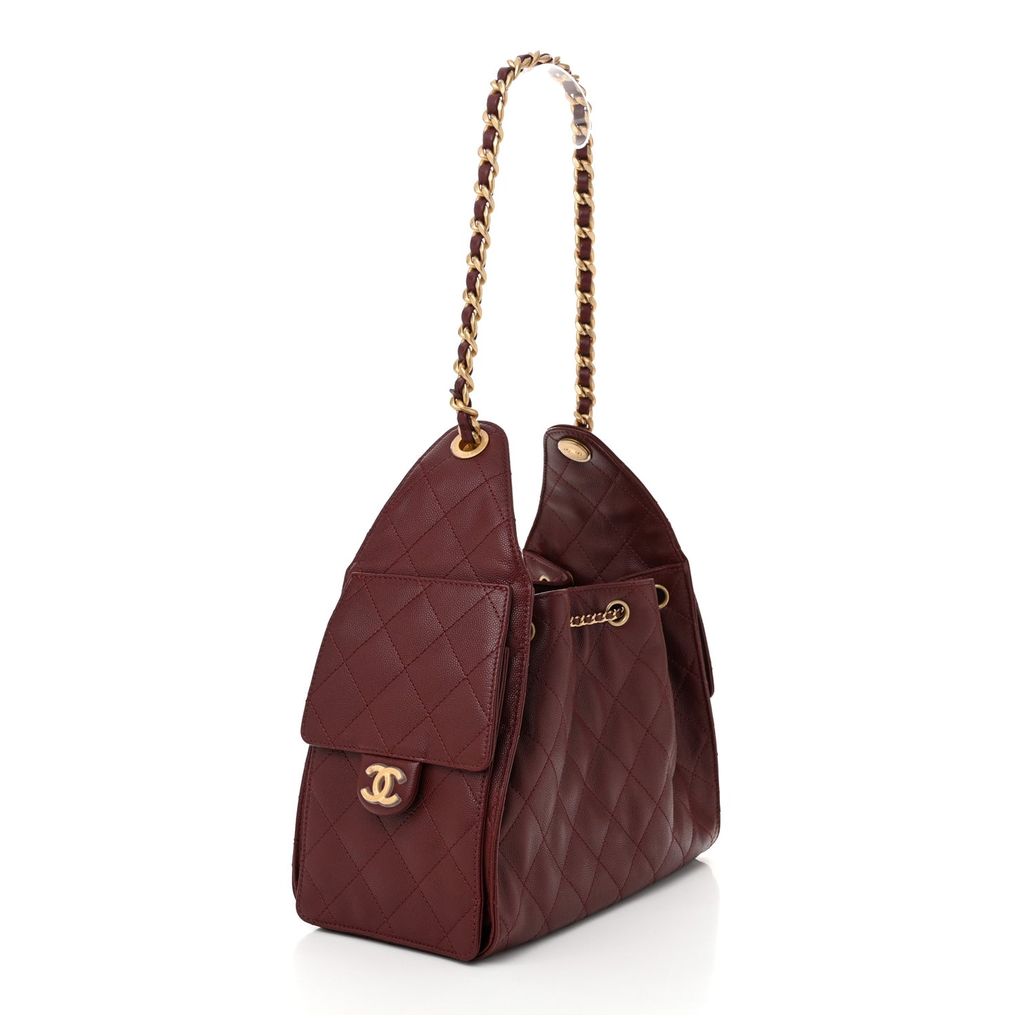 Caviar Quilted Small Chanel 25 Handbag Burgundy
