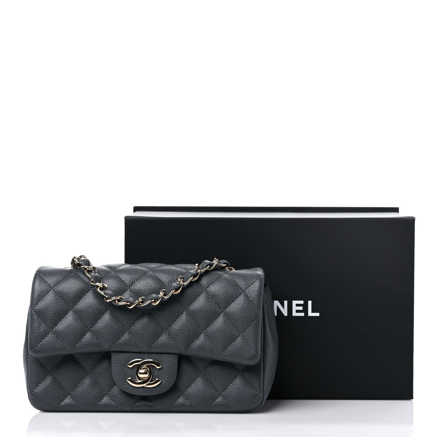 Chanel Caviar Quilted Mini Rectangular Flap Dark Grey 11 of 11