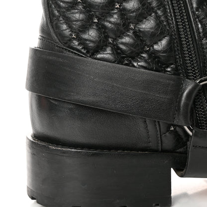 Valentino Garavani Crackled Lambskin Rockstud Spike 20mm Combat Boots 40 Black 13 of 17