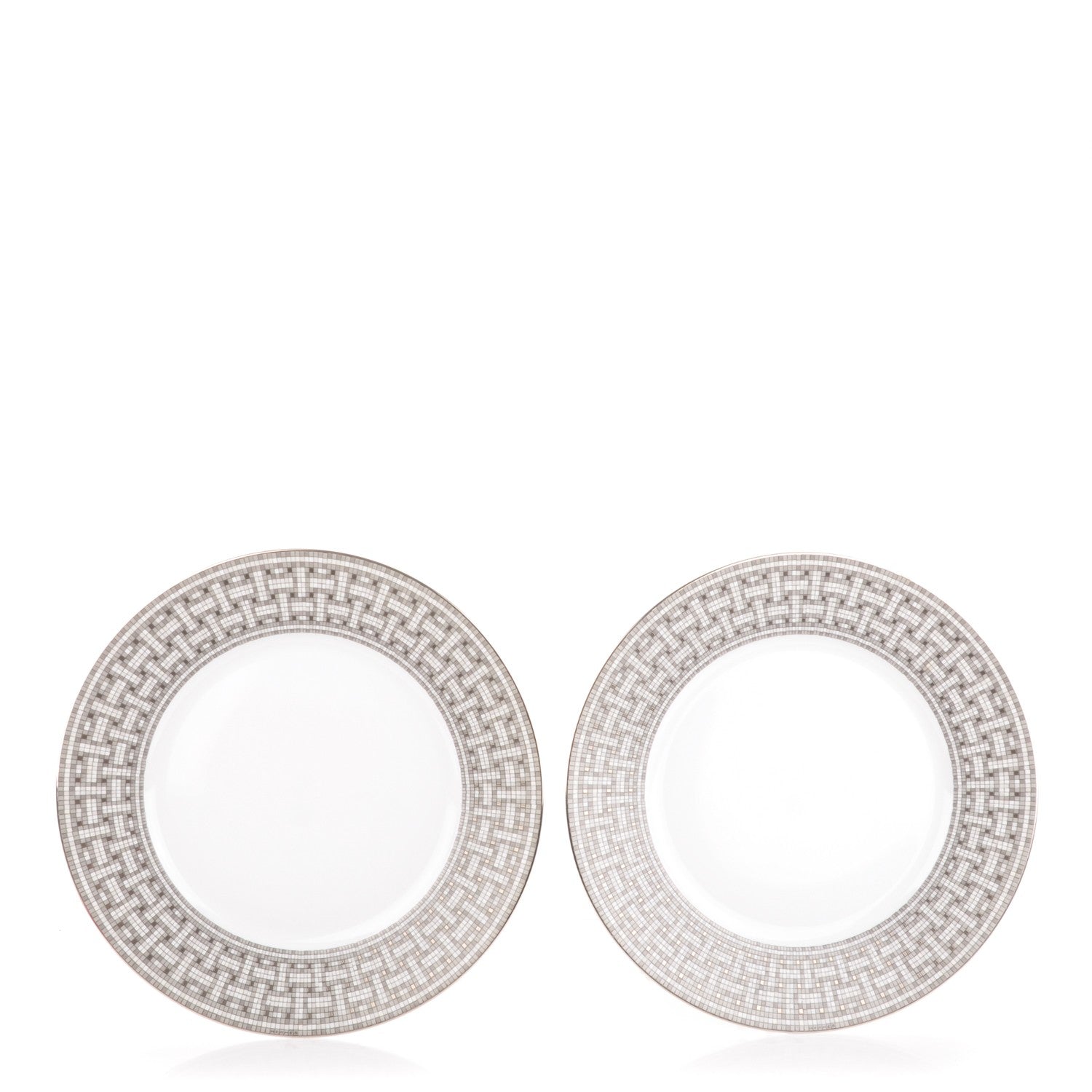 Hermes Porcelain Mosaique Au 24 Platine Dinner Plate Set of 2 1 of 5