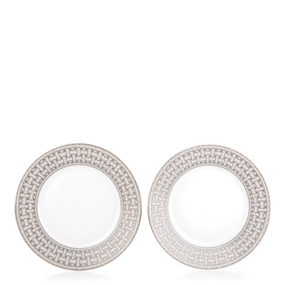 Hermes Porcelain Mosaique Au 24 Platine Dinner Plate Set of 2 1 of 5