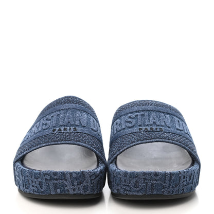 Christian Dior Denim Oblique Slide Sandals 40 Denim 2 of 4
