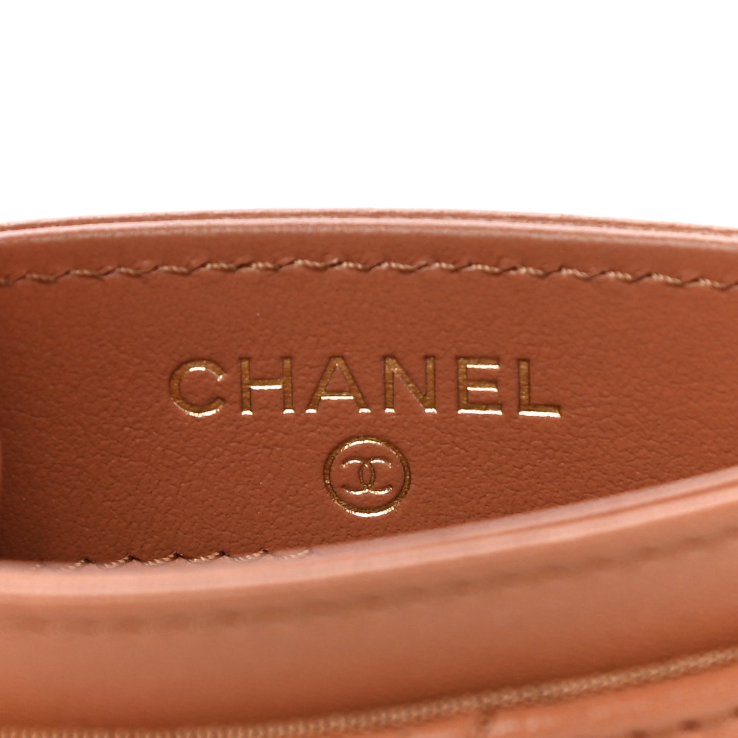 Lambskin Quilted Chanel 19 Card Holder Brown