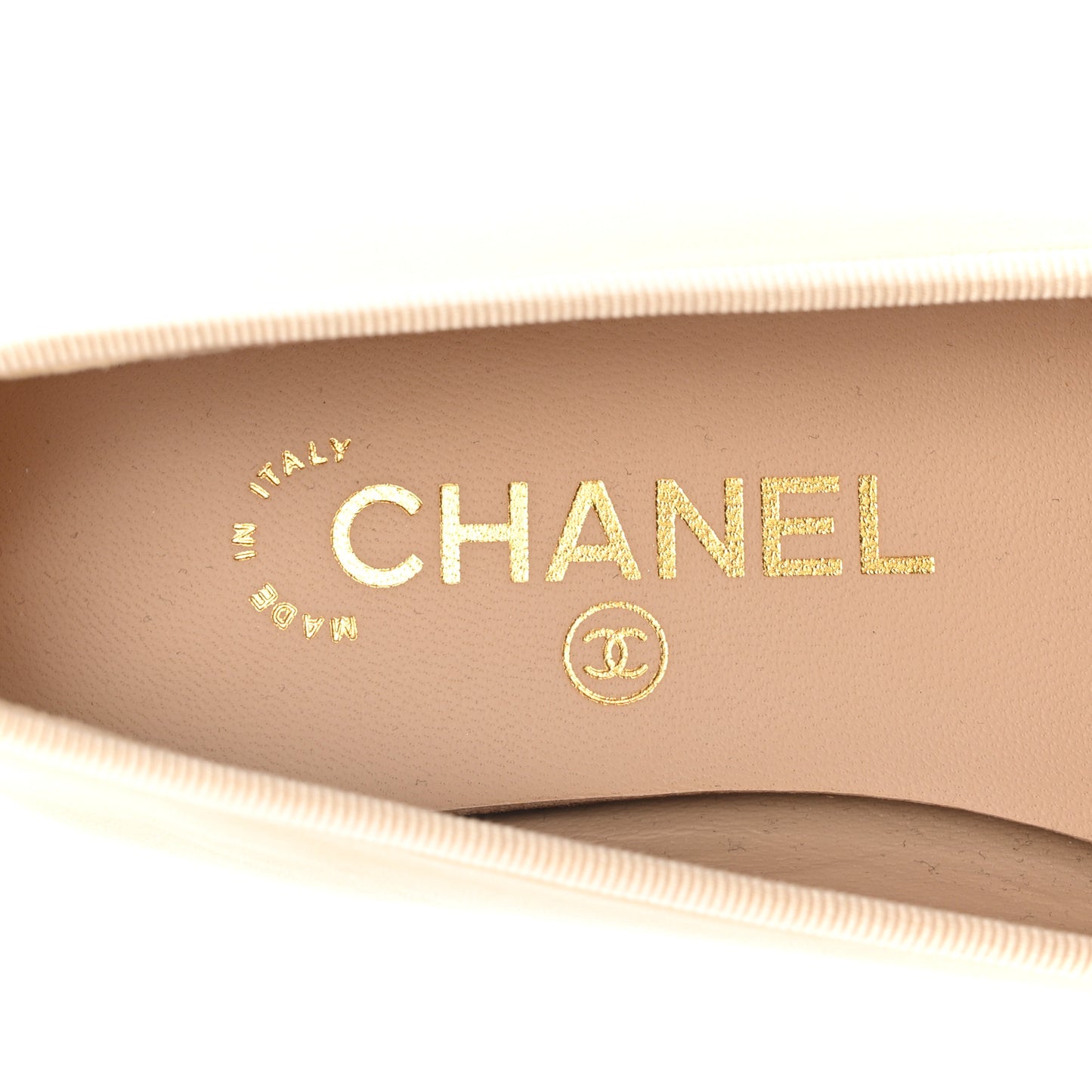 Lambskin Cap Toe CC Ballerina Flats 37 Beige Black