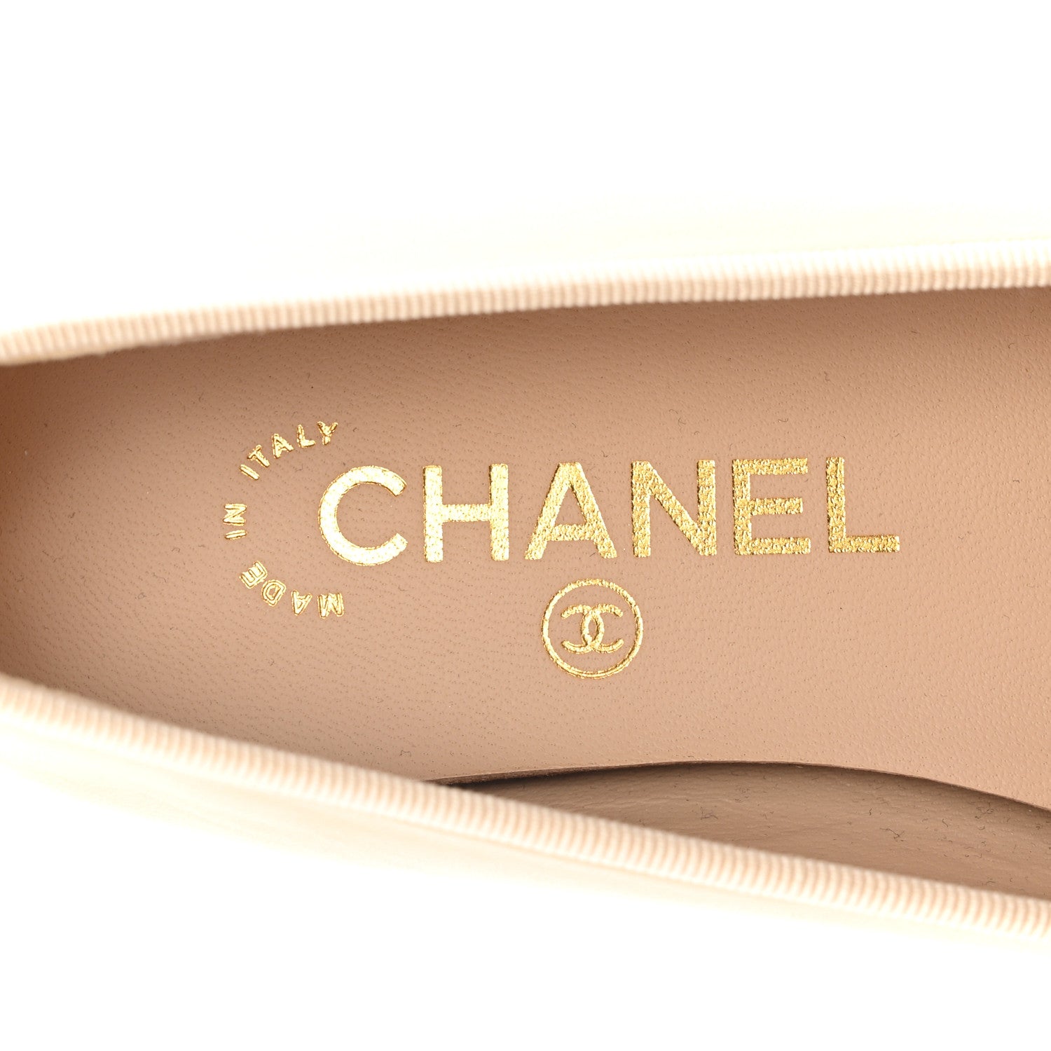 Chanel Lambskin Cap Toe CC Ballerina Flats 37 Beige Black 7 of 9