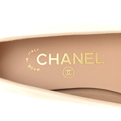 Chanel Lambskin Cap Toe CC Ballerina Flats 37 Beige Black 7 of 9