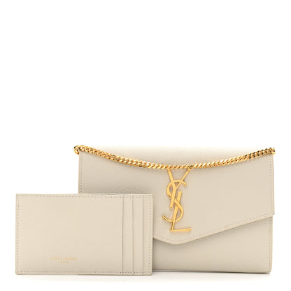 Saint Laurent Grain De Poudre Monogram Uptown Chain Wallet Crema Soft 3 of 11
