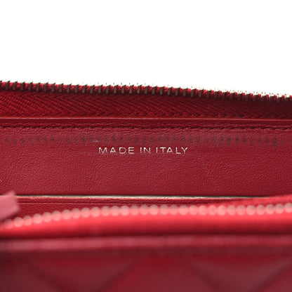 Chanel Caviar Quilted Medium Zip Around Wallet Red 7 of 9