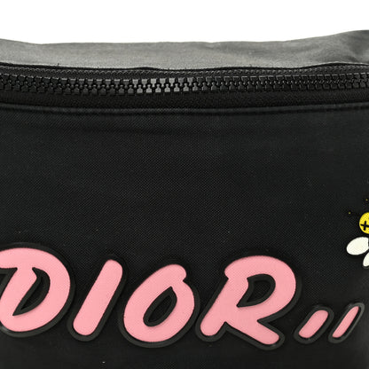 Christian Dior X KAWS Nylon Calfskin Bee Belt Bag Black 8 of 11