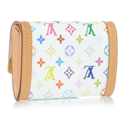 Louis Vuitton Monogram Multicolor Porte-Monnaie Plat Coin Purse White 3 of 7