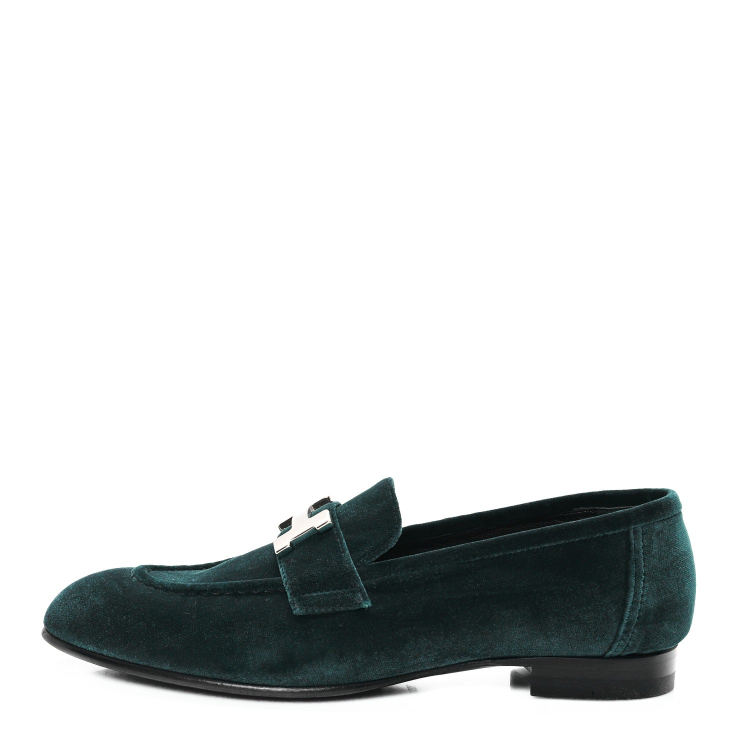Hermes Velvet Womens Paris Loafers 36 Vert Fonce 1 of 10