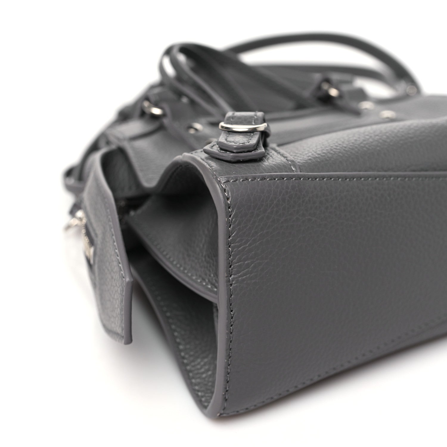 Balenciaga Grained Calfskin Neo Classic Silver Hardware Mini City Dark Grey 9 of 11