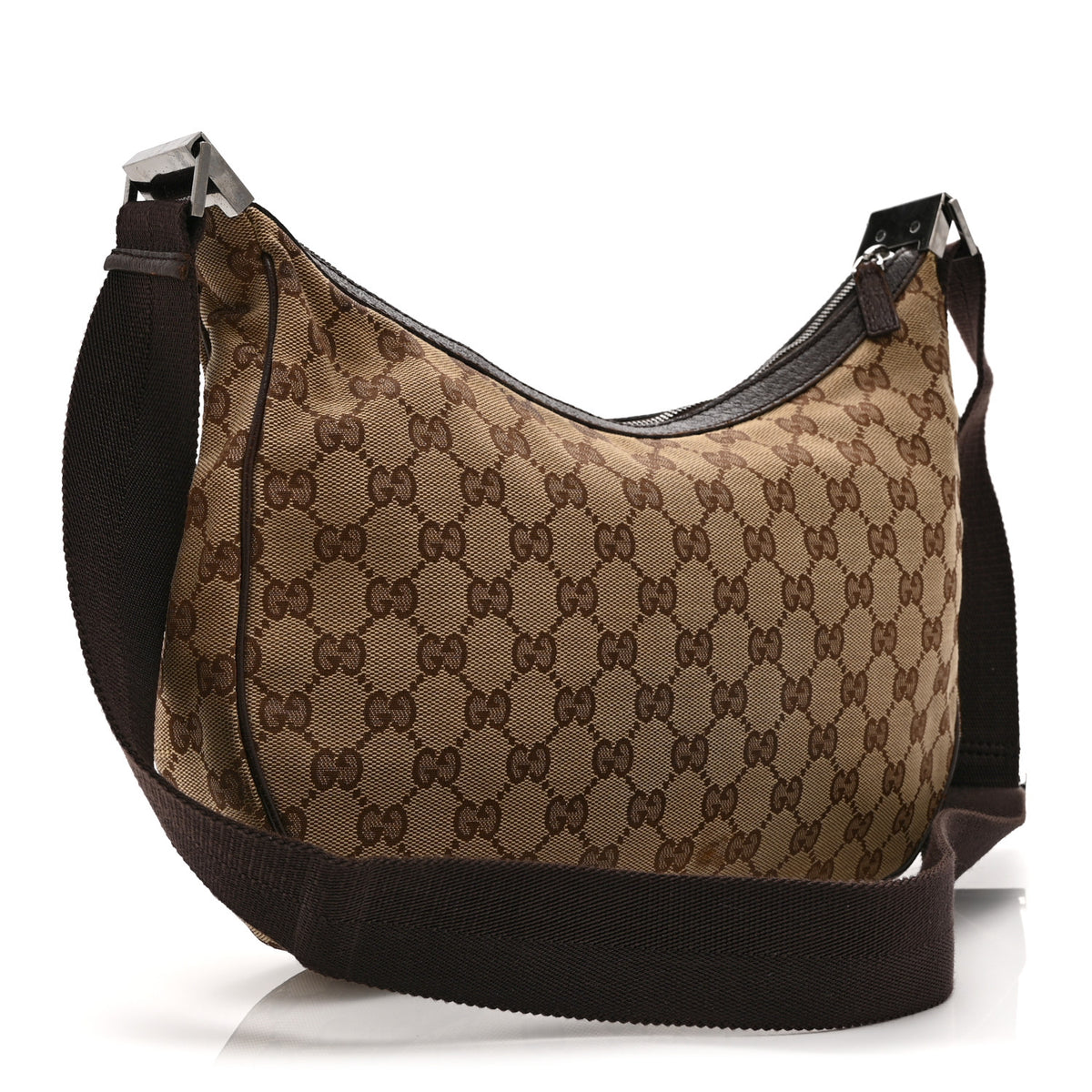 Gucci Monogram Medium Half Moon Hobo Dark Brown 3 of 11