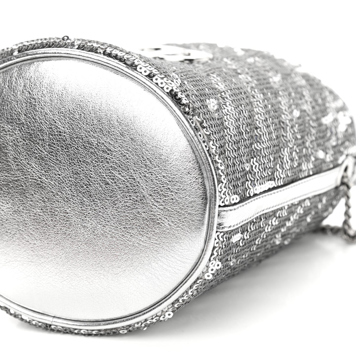 Sequin Mini GG Marmont 2.0 Bucket Bag Silver