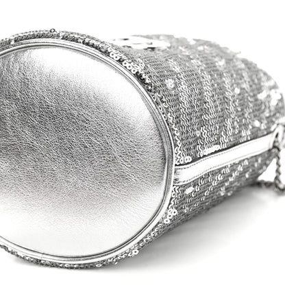 Gucci Sequin Mini GG Marmont 2.0 Bucket Bag Silver 9 of 9