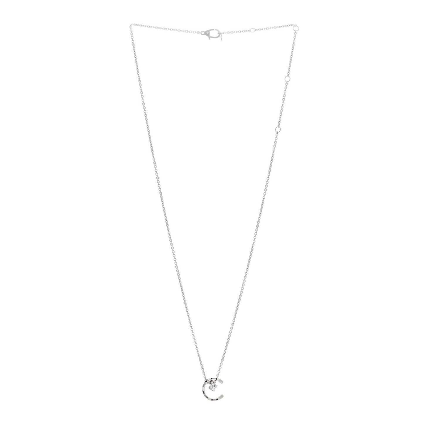 18K White Gold Diamond Coco Crush C Necklace