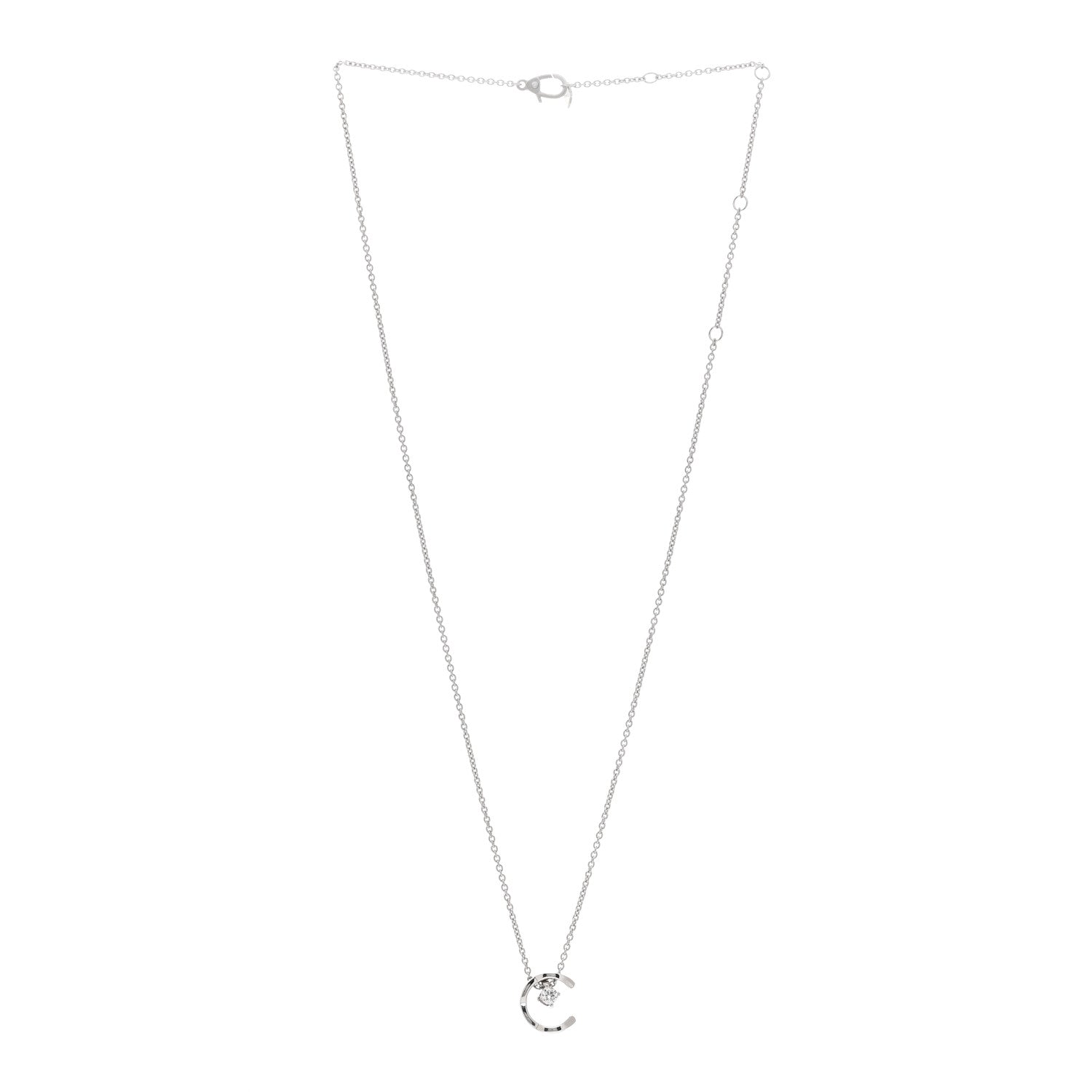 Chanel 18K White Gold Diamond Coco Crush C Necklace 3 of 6