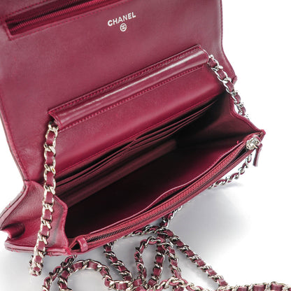 Chanel Patent Quilted Wallet On Chain WOC in Dark Red 6 of 8