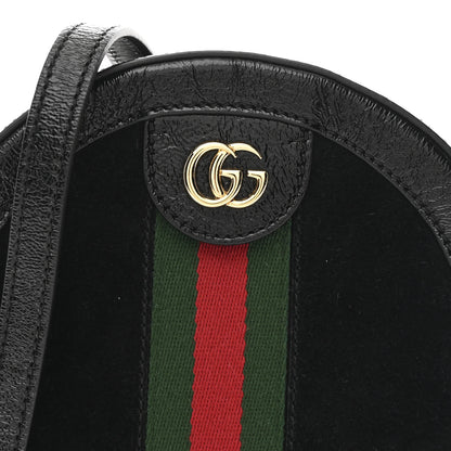 Gucci Suede Patent Web Mini Ophidia Round Shoulder Bag Black 8 of 11