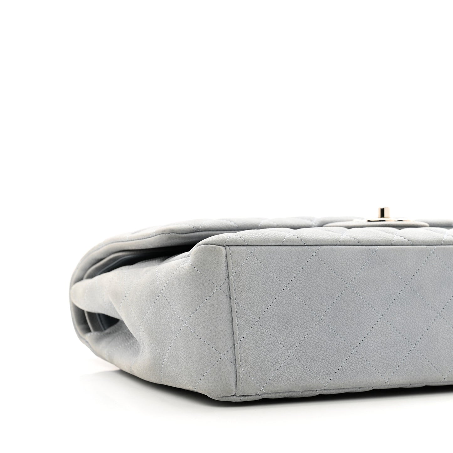 Iridescent Caviar Quilted Maxi Double Flap Grey