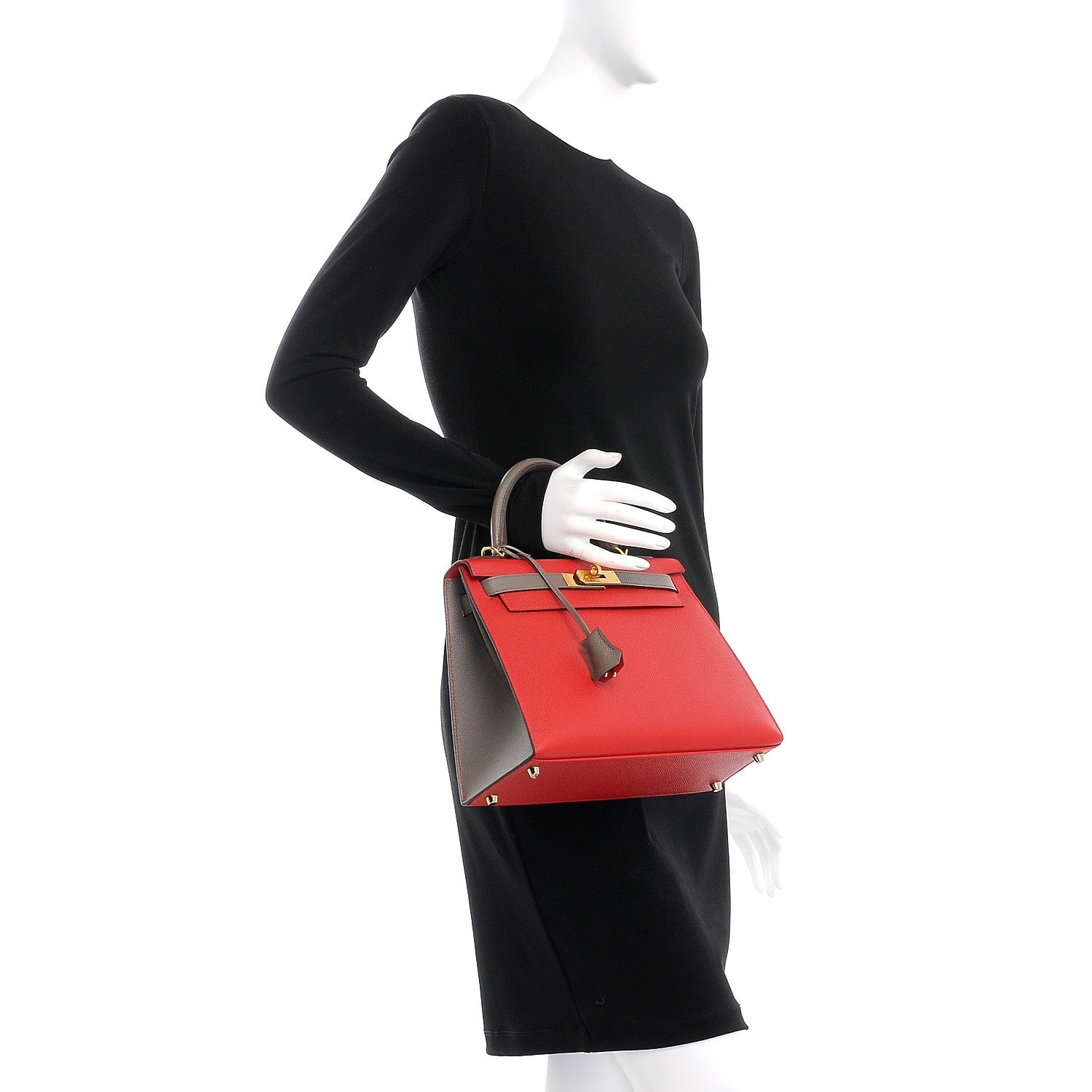 Hermes Epsom Horseshoe Kelly Sellier 28 Rouge Casaque Etain 2 of 36