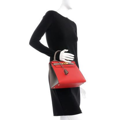 Hermes Epsom Horseshoe Kelly Sellier 28 Rouge Casaque Etain 2 of 36