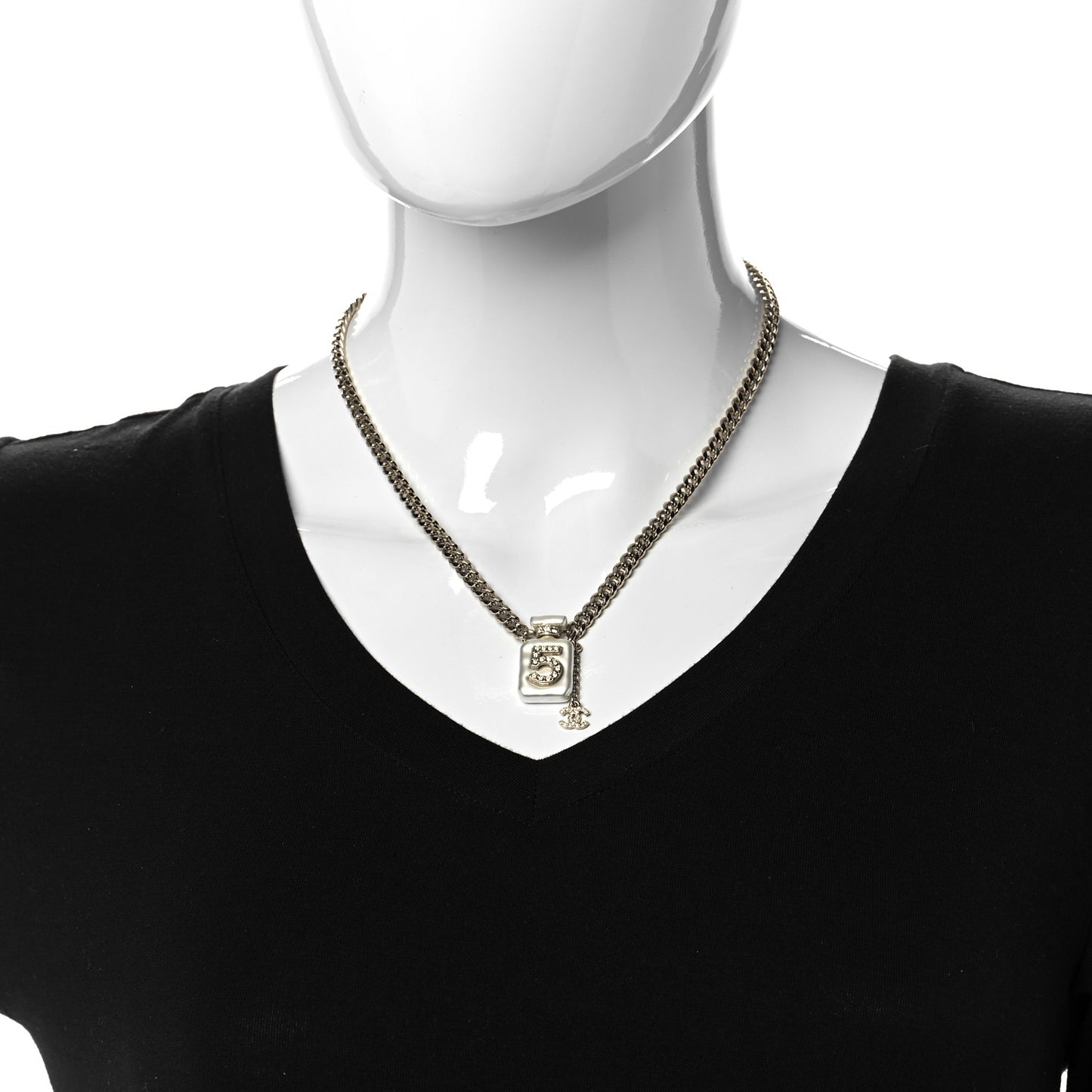 Resin Crystal CC No 5 Perfume Bottle Necklace