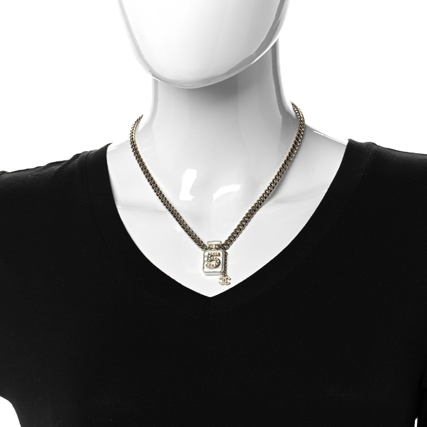 Chanel Resin Crystal CC No 5 Perfume Bottle Necklace 2 of 6