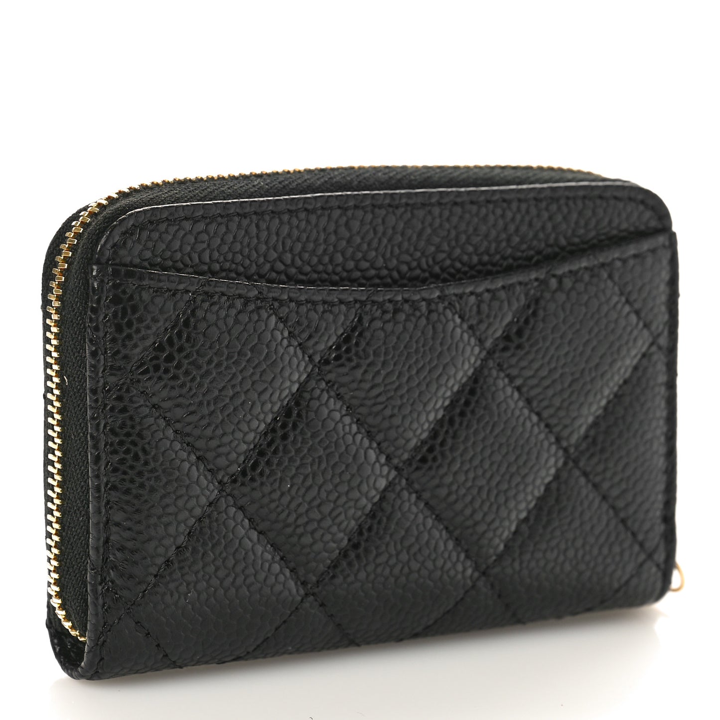 Caviar Quilted Classic Zipped Coin Purse Black