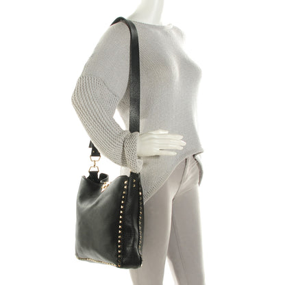 Valentino Garavani Pebbled Calfskin Large Rockstud Flip-Lock Messenger Bag Black 2 of 8