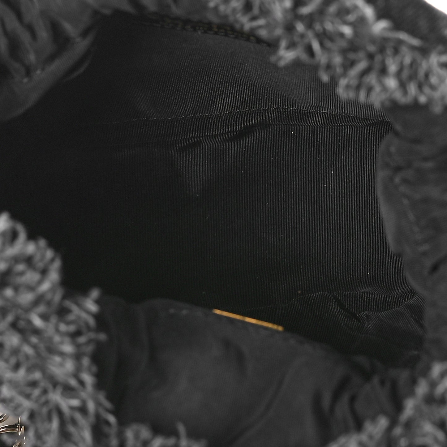 Denim Quilted Mood Bucket With Chain Black Multicolor