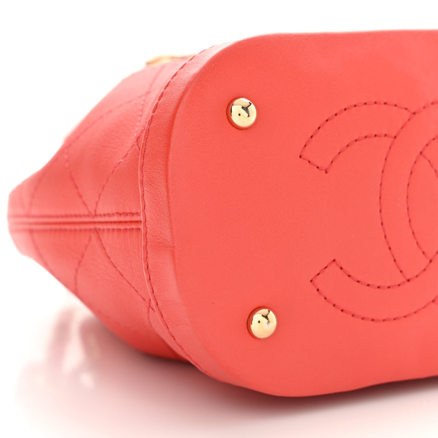 Chanel Calfskin Stitched Mini Drawstring CC Bag Red 9 of 11