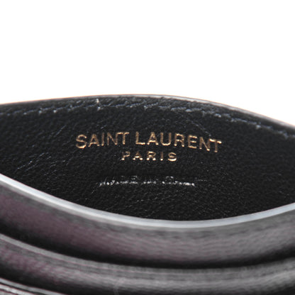 Saint Laurent Grain De Poudre Matelasse Chevron Monogram Credit Card Case Black 6 of 8