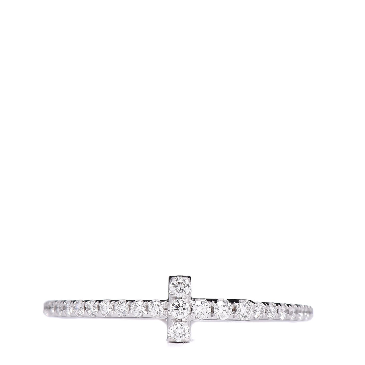18K White Gold Diamond T Wire Pave Ring 52 6