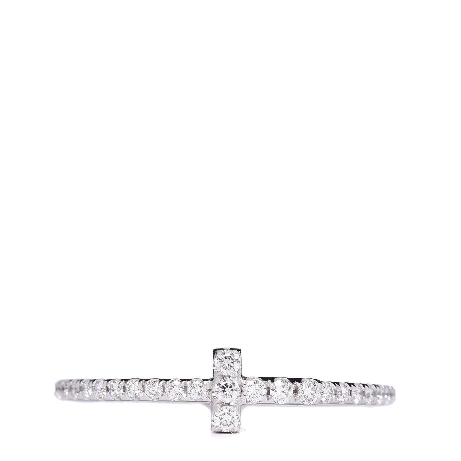 Tiffany 18K White Gold Diamond T Wire Pave Ring 52 6 1 of 5