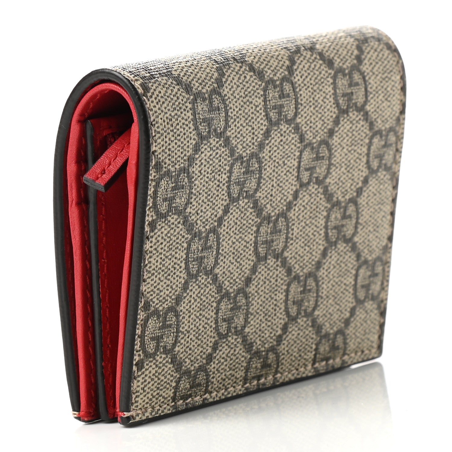 Gucci GG Supreme Monogram Cherry Embellished Card Case Wallet Hibiscus Red 3 of 7