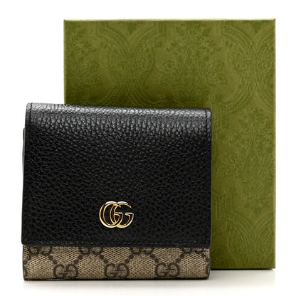 Gucci Dollar Calfskin GG Supreme Monogram Medium GG Marmont Wallet Black Beige Ebony 6 of 6