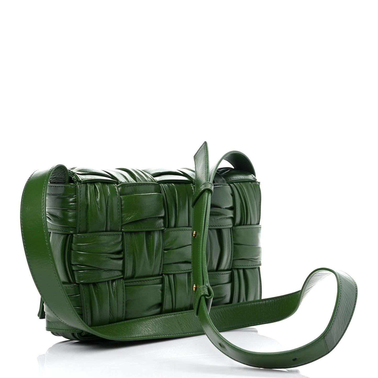 Calfskin Intreccio Plisse Cassette Crossbody Bag Avocado