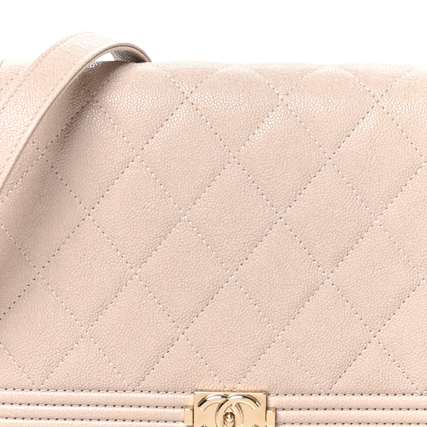Caviar Quilted Boy Wallet On Chain WOC Light Beige