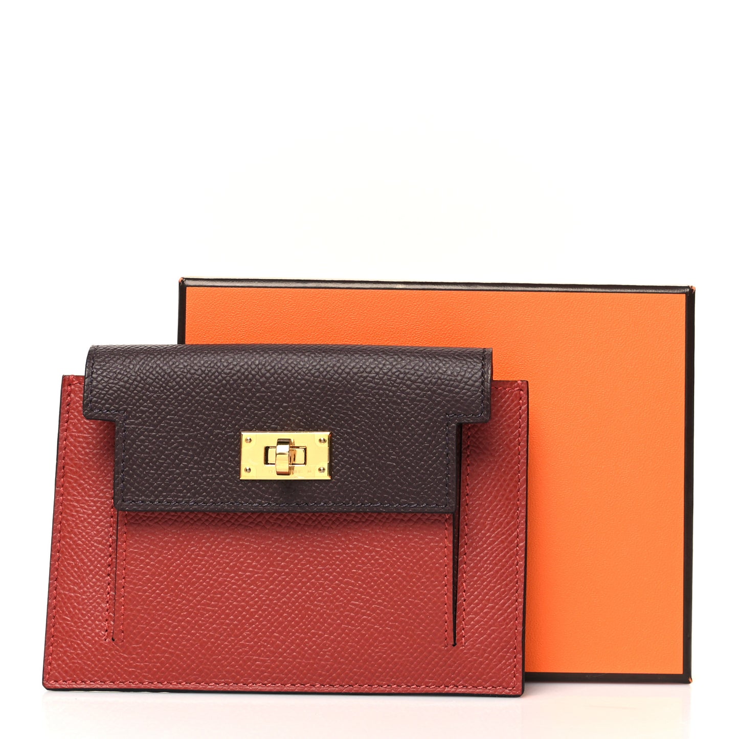Epsom Tricolor Kelly Pocket Compact Wallet Rouge Venetian Rouge Sellier Rose Texas