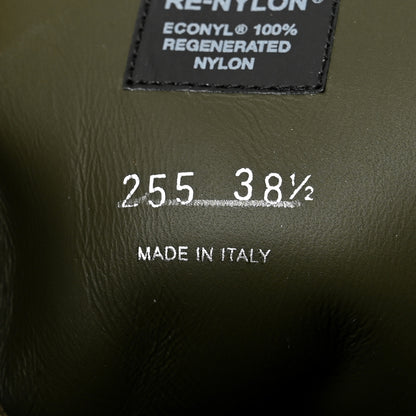 Prada Spazzolato Rois Re-Nylon Metal Triangle Logo Monolith Pouch Pocket 55mm Boots 38.5 Militare 7 of 15